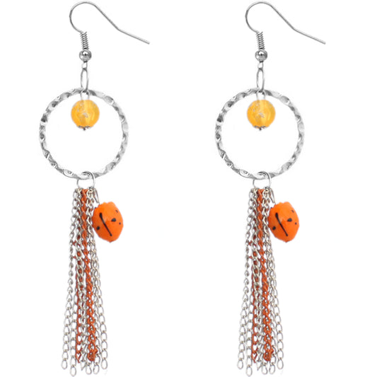Orange ladybug earrings