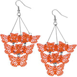 Orange Butterfly Dangle Earrings