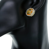 Orange Double Circle Rhinestone Post Earrings