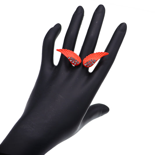 Orange Double Angel Wing Cuff Ring