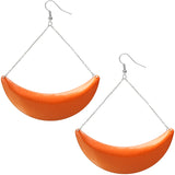 Orange Drop Chain Metal Crescent Earrings