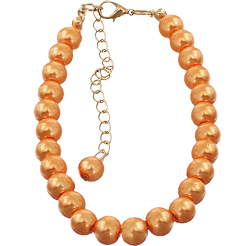 Orange Faux Pearl Beaded Bracelet