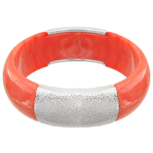 Coral Orange Frosted Resin Bangle Bracelet