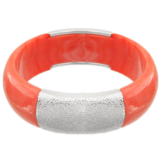 Coral Orange Frosted Resin Bangle Bracelet
