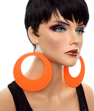 Orange Gigantic Wooden Round Hoop Earrings