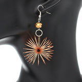 Metallic Orange Bead Coil Slinky Dangle Earrings