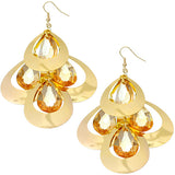Orange Gold Cascade Tier Teardrop Earrings