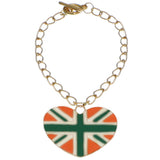 Green Orange Heart Union Jack Flag Toggle Charm Bracelet