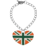 Green Orange Heart UK Flag Toggle Charm Bracelet