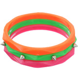 Orange Green Multicolor Spike Stacked Bracelets