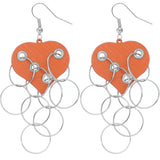 Orange Heart Ring Dangle Earrings