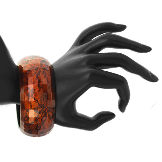 Orange Lace Textured Hinged Bracelet