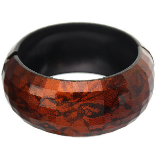 Orange Lace Textured Hinged Bracelet
