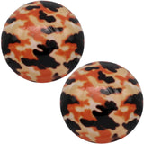 Orange Army Camo Large Button Stud Earrings