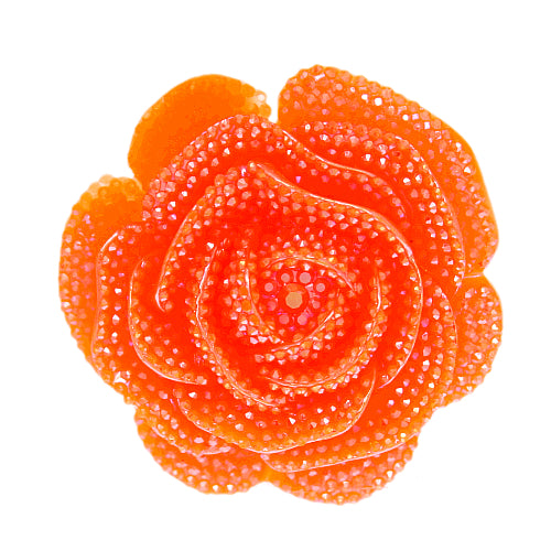 Orange Large Glitter Flower Stretch Ring