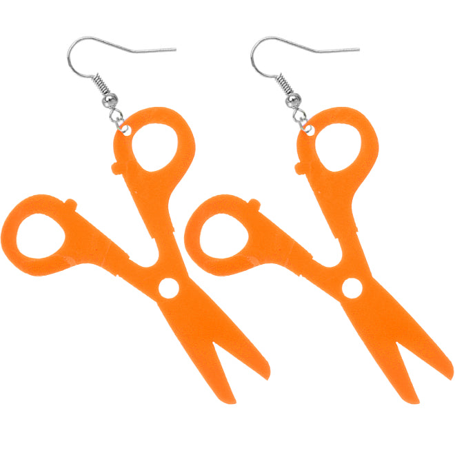 Orange big scissor earrings