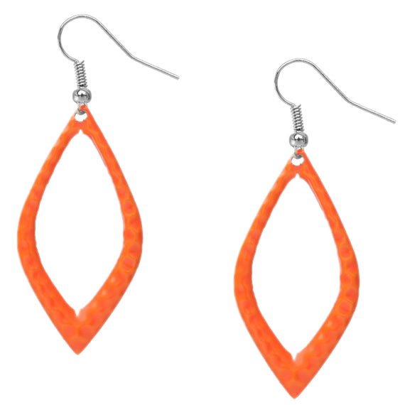 Orange Layered Glitter Teadrop Charm Necklace Set