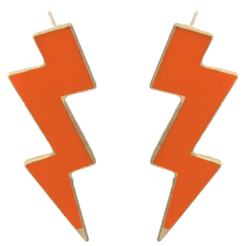 Orange lightning bolt earrings