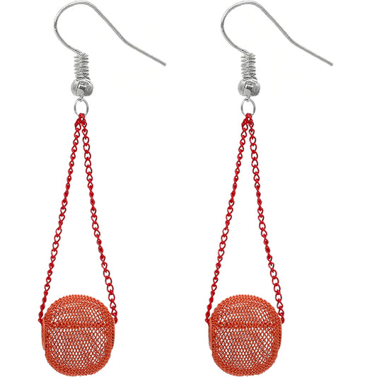 Orange Mesh Ball Chain Earrings