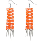 Orange Mesh Spike Dangle Earrings
