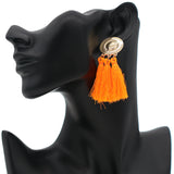 Orange Metal Tassel Dangle Earrings