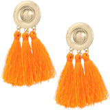 Orange Metal Tassel Dangle Earrings