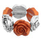 Orange Metallic Floral Stretch Bracelet