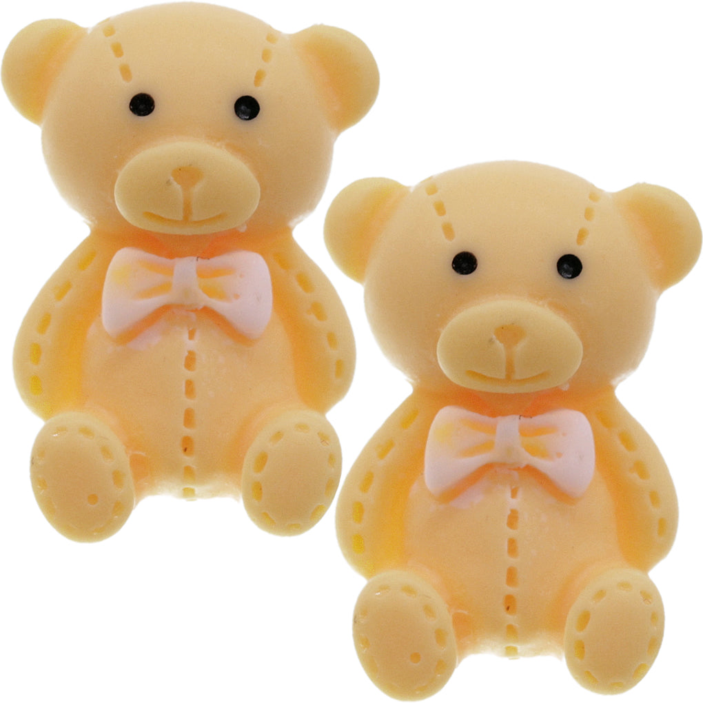 Orange Bow Tie Mini Teddy Bear Earrings