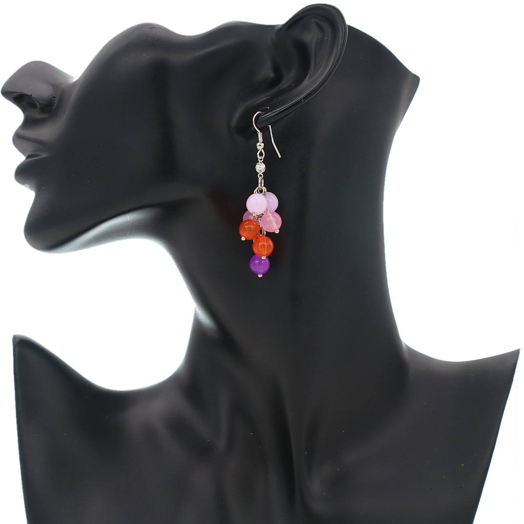 Purple Multicolor Beaded Dangle Earrings