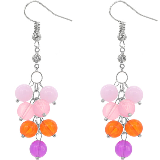 Purple Multicolor Beaded Dangle Earrings