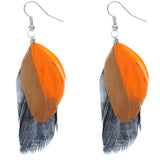 Orange Multicolor Feather Drop Earrings