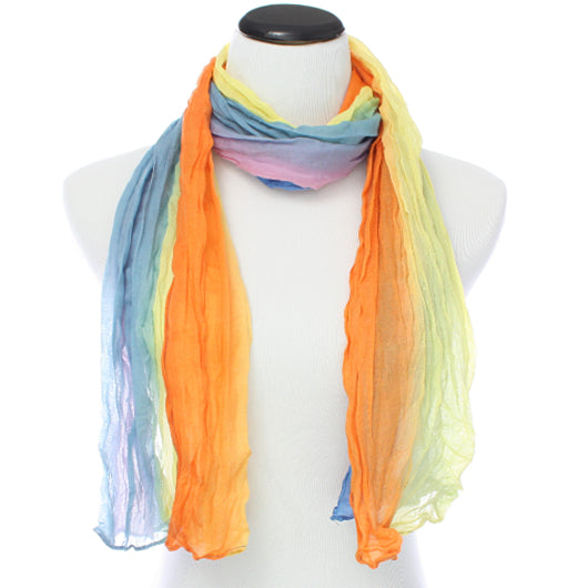 Orange Multicolor Lightweight Crinkle Wrap Scarf