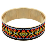 Orange Multicolor Boho Knit Bangle Bracelet