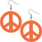 Orange Oversized Peace Sign Wooden Earrings