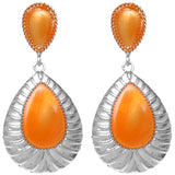 Orange Pear Shaped Post Earrings
