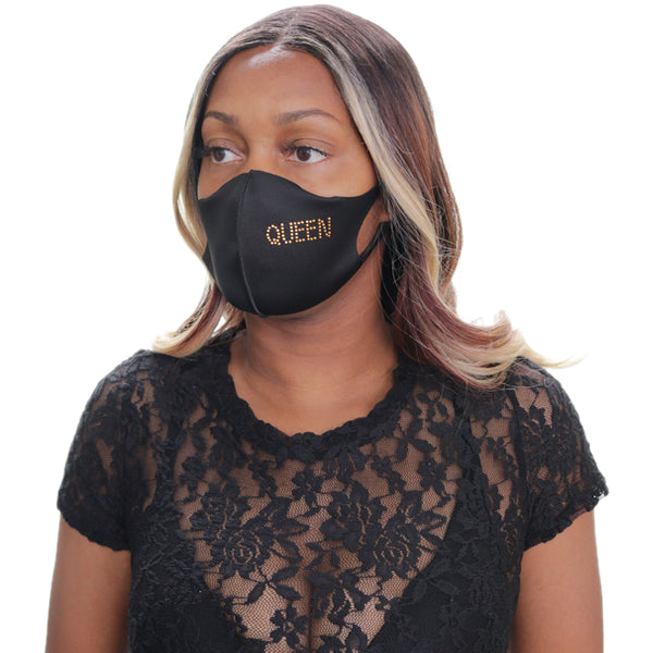 Orange Queen Rhinestone Face Mask