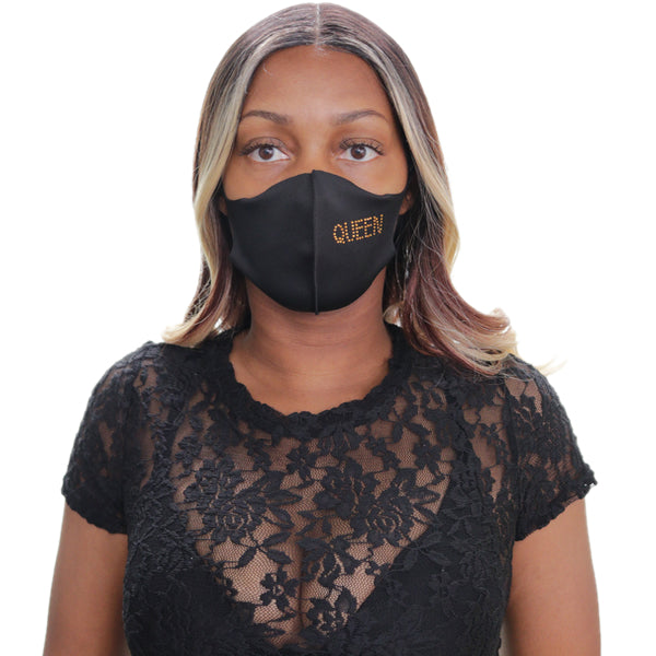 Orange Queen Rhinestone Face Mask