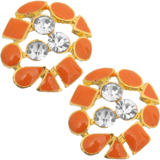 Orange Rhinestone Multi-Shape Post Earrings