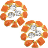 Orange Rhinestone Multi-Shape Post Earrings
