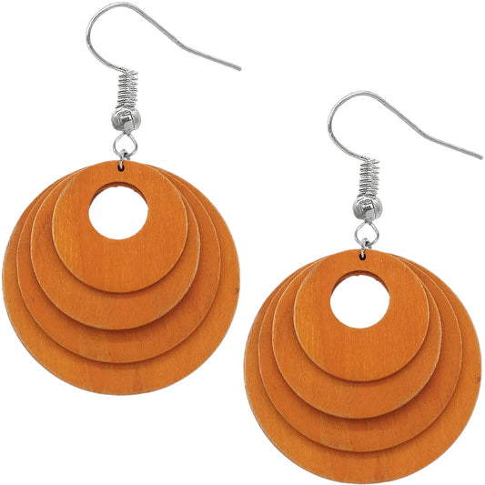 Orange Layered Wooden Dangle Earrings