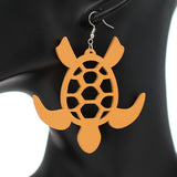 Orange Sea Turtle Wooden Earrings