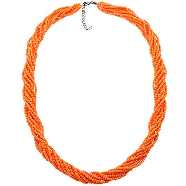 Orange Intertwined Sequin Beaded Necklace