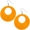 Orange Wooden Circular Roll Texture Dangle Earrings