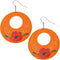 Orange Wooden Hand Painted Floral Earrings