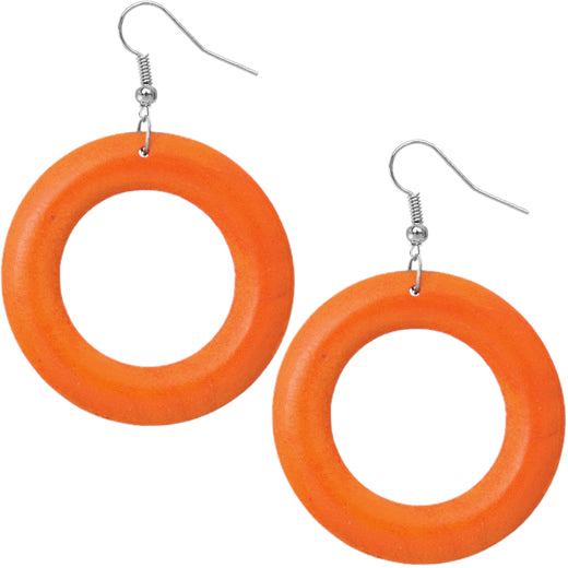 Orange Wooden Hoop Earrings