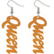 Orange Cursive Word Wooden Earrings