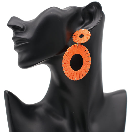 Orange Wrapped Thin Earrings