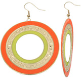 Orange Yellow Thin Disc Dangle Earrings
