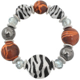 Orange Zebra Striped Beaded Stretch Bracelet