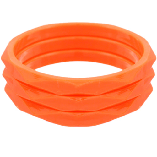 Orange 3-Piece Flat Design Stacked Bracelets